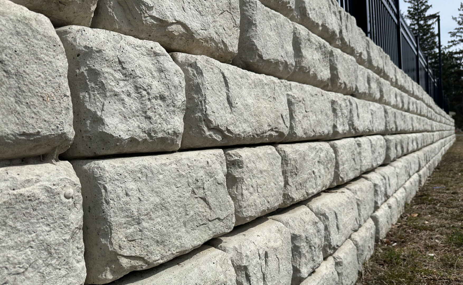 Rough stone wall in perspective view