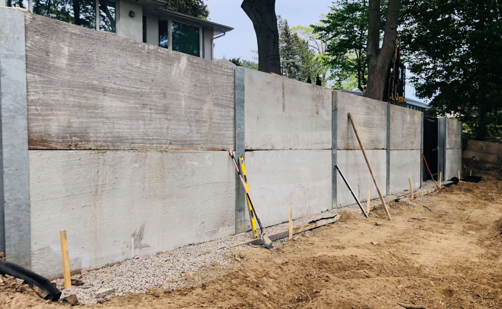 Partially completed concrete wall structure